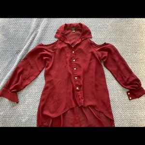 Open Shoulder Sheer Blouse